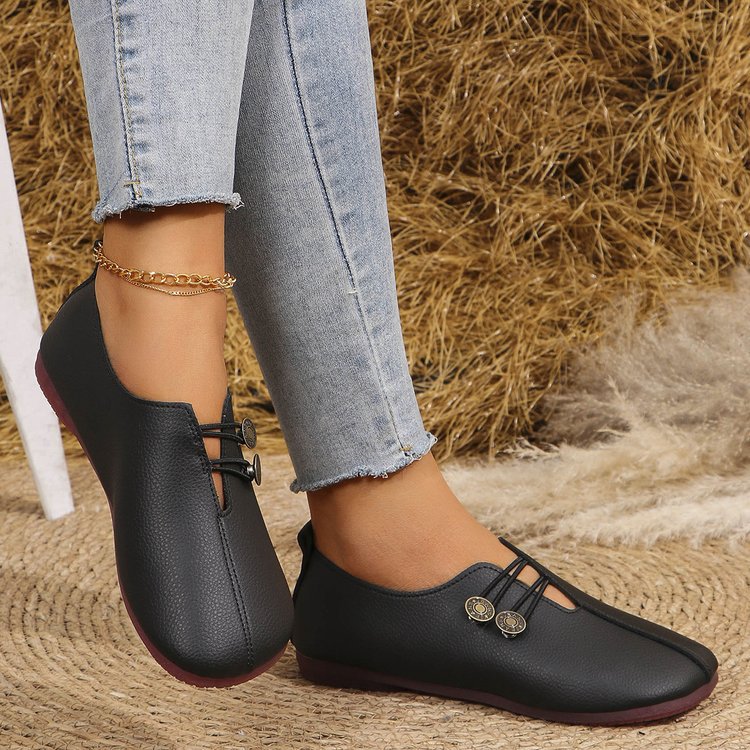 Bailarinas clásicas con tira de botón, cómodas y sin cordones