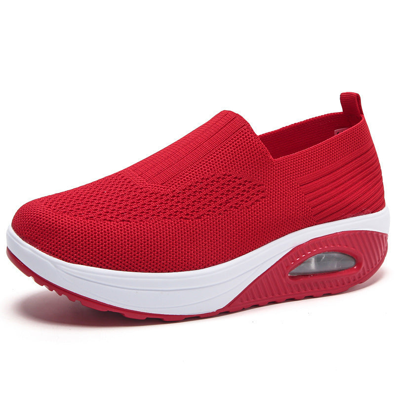 Zapatillas de punto con plataforma, sin cordones y suela con cámara de aire
