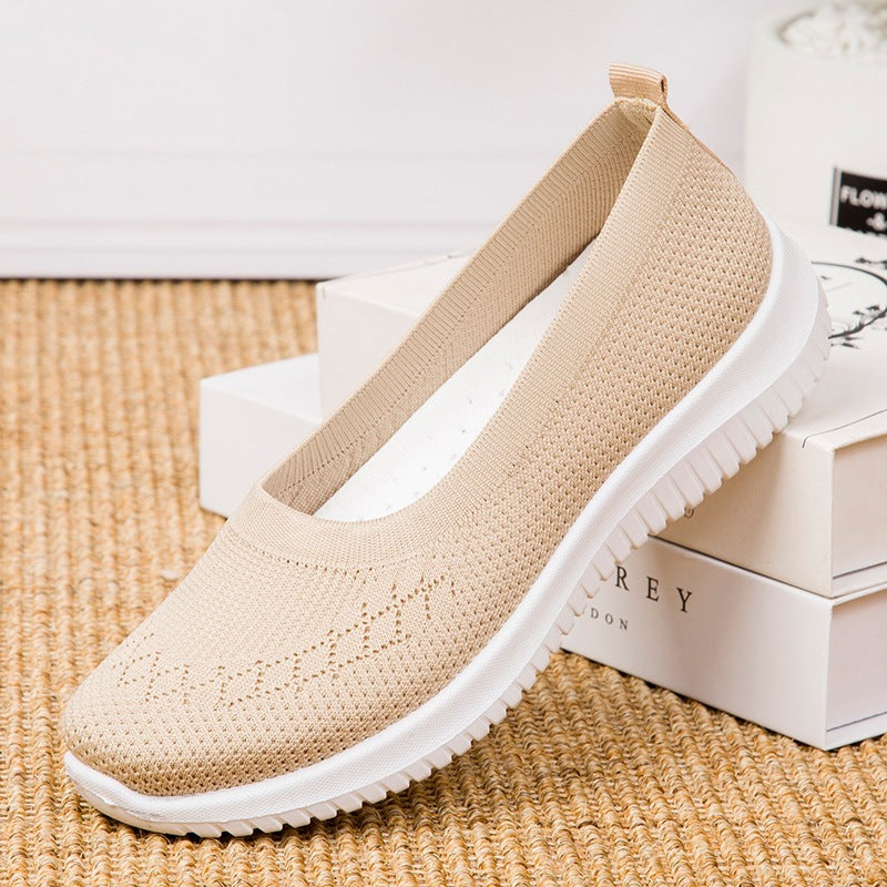 Zapatillas de punto transpirables sin cordones para caminar