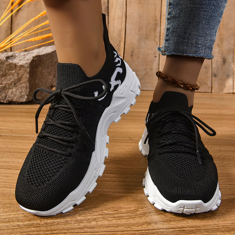 Zapatillas chunky de punto con plataforma, transpirables
