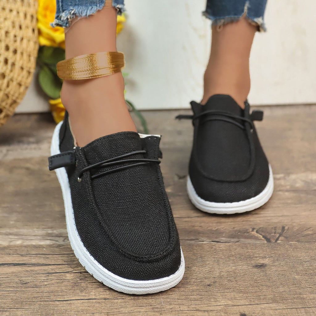 Mocasines de lona sin cordones con plataforma, cómodos