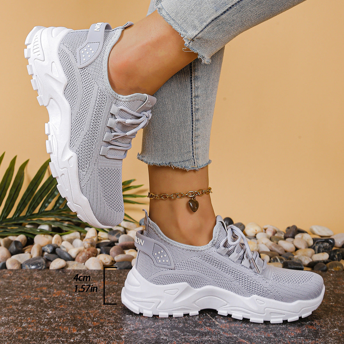 Zapatillas chunky de punto ligeras y transpirables