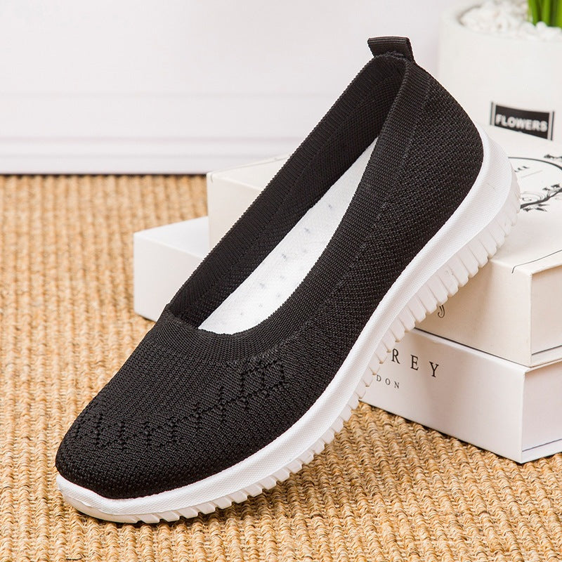 Zapatillas de punto transpirables sin cordones para caminar