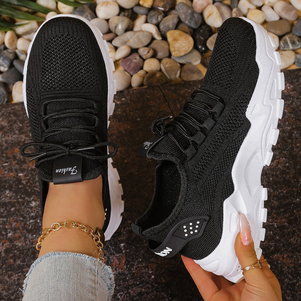 Zapatillas chunky de punto ligeras y transpirables