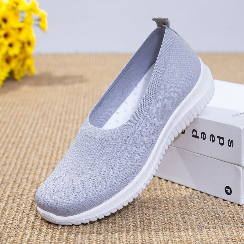 Zapatillas de punto transpirables sin cordones para caminar
