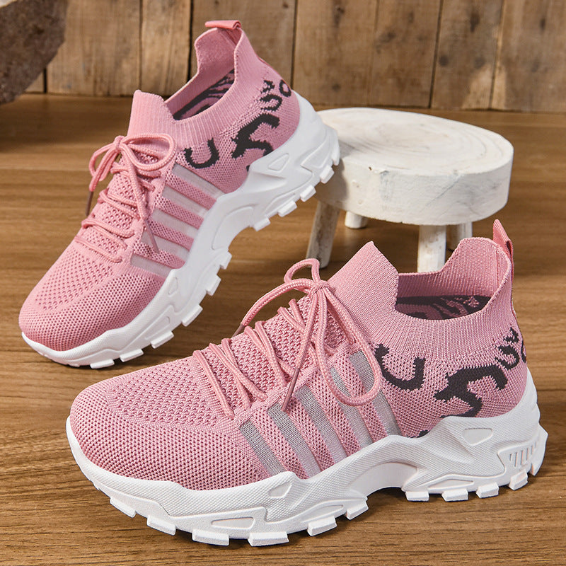 Zapatillas chunky de punto con plataforma, transpirables
