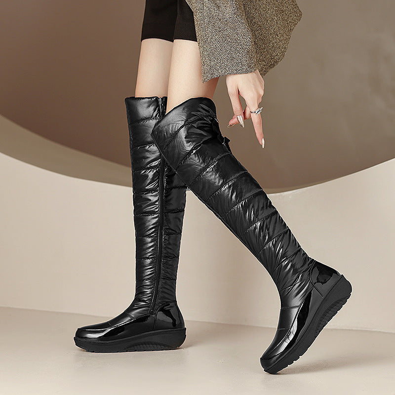 Botas de nieve por encima de la rodilla con lazo