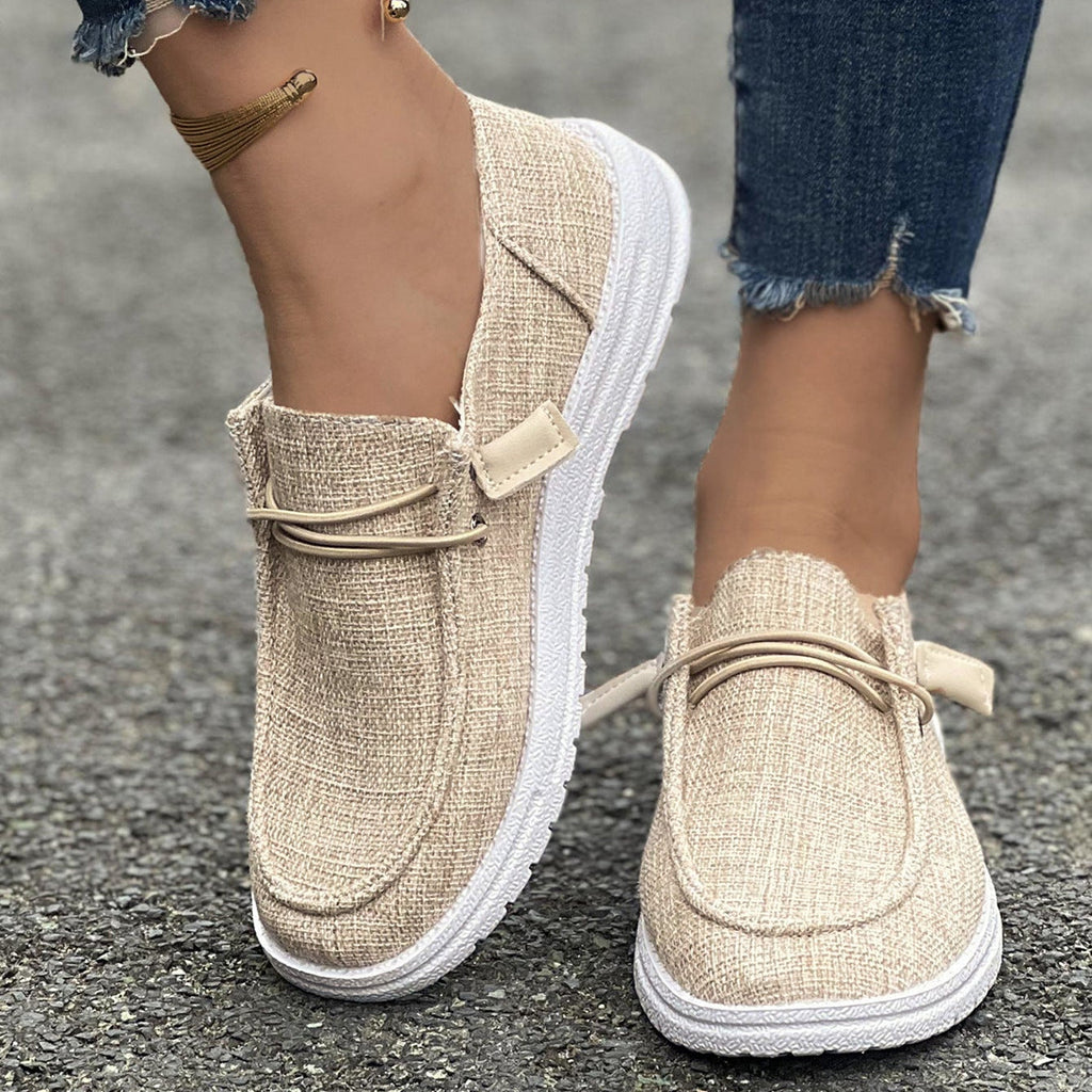 Mocasines de lona sin cordones con plataforma, cómodos