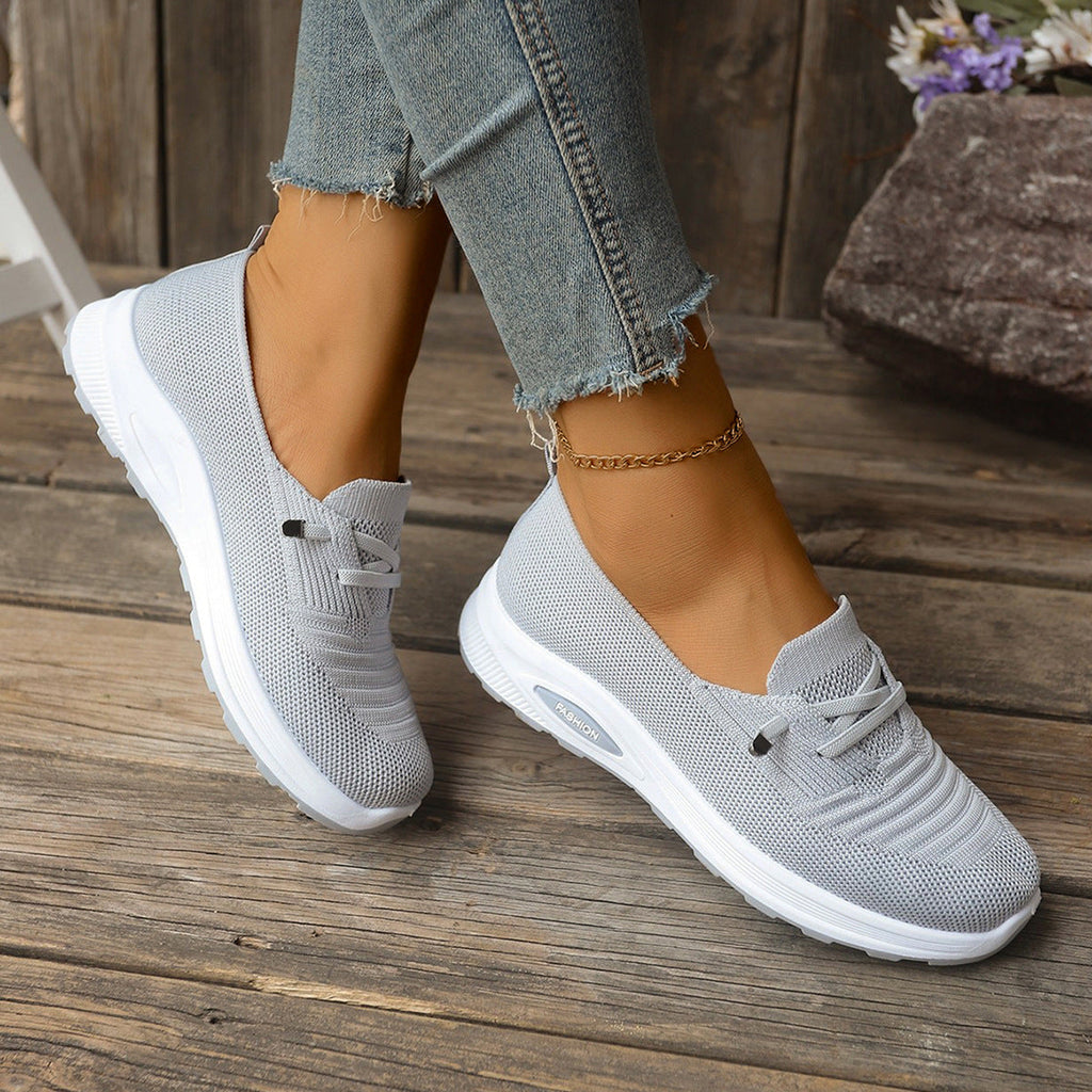 Zapatillas de punto transpirable con plataforma, sin cordones