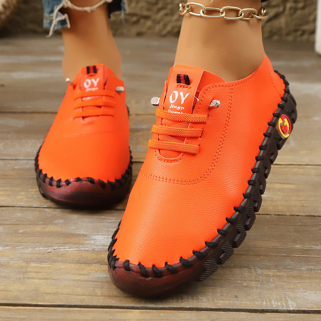 Mocasines con cordones de piel suave cosida y suela antideslizante