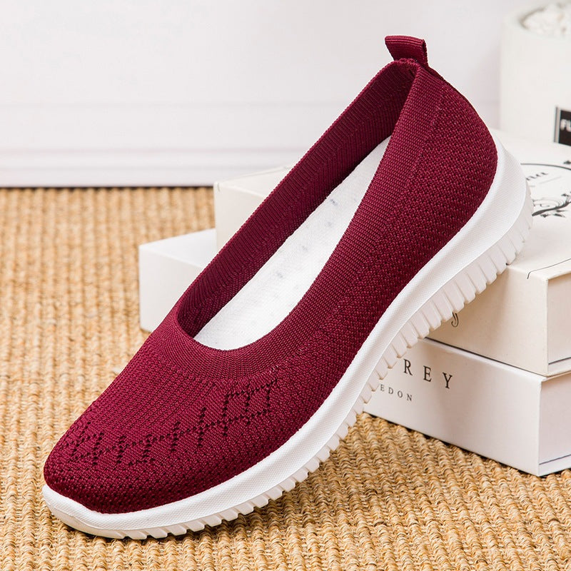 Zapatillas de punto transpirables sin cordones para caminar