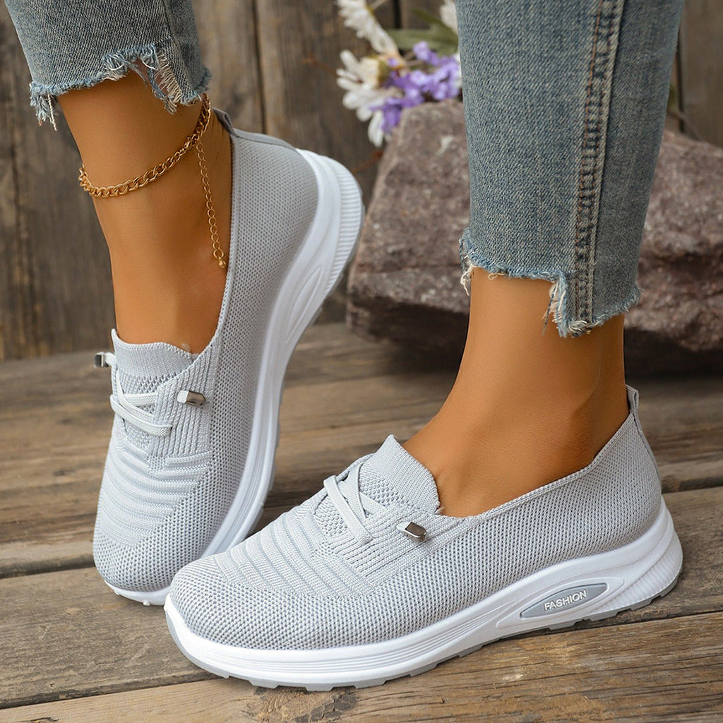 Zapatillas de punto transpirable con plataforma, sin cordones