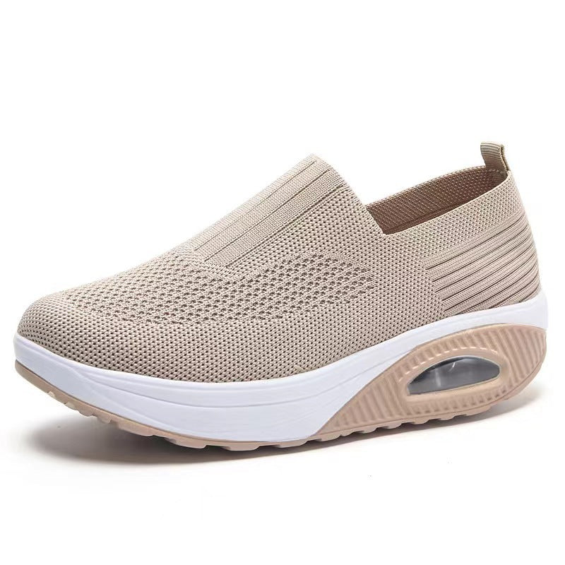 Zapatillas de punto con plataforma, sin cordones y suela con cámara de aire