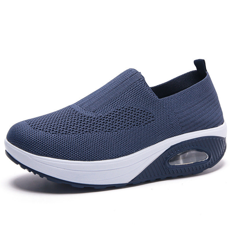 Zapatillas de punto con plataforma, sin cordones y suela con cámara de aire