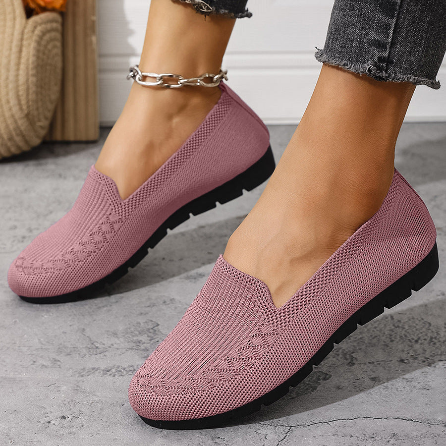 Zapatillas ligeras de punto sin cordones para el día a día