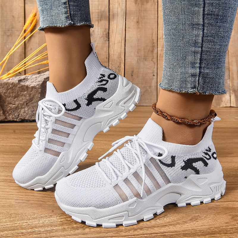 Zapatillas chunky de punto con plataforma, transpirables