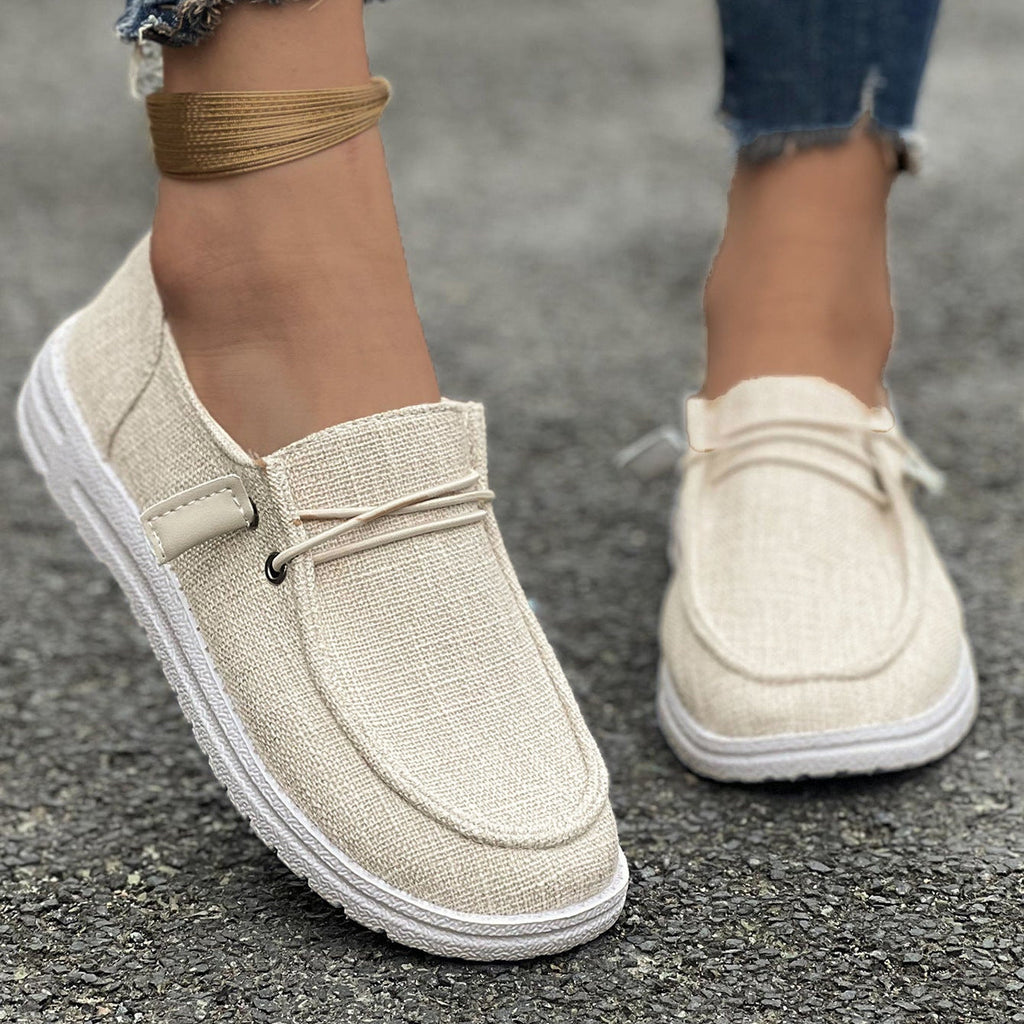 Mocasines de lona sin cordones con plataforma, cómodos