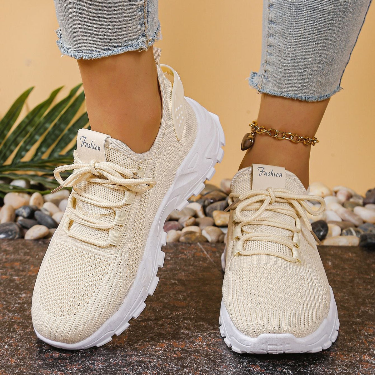 Zapatillas chunky de punto ligeras y transpirables