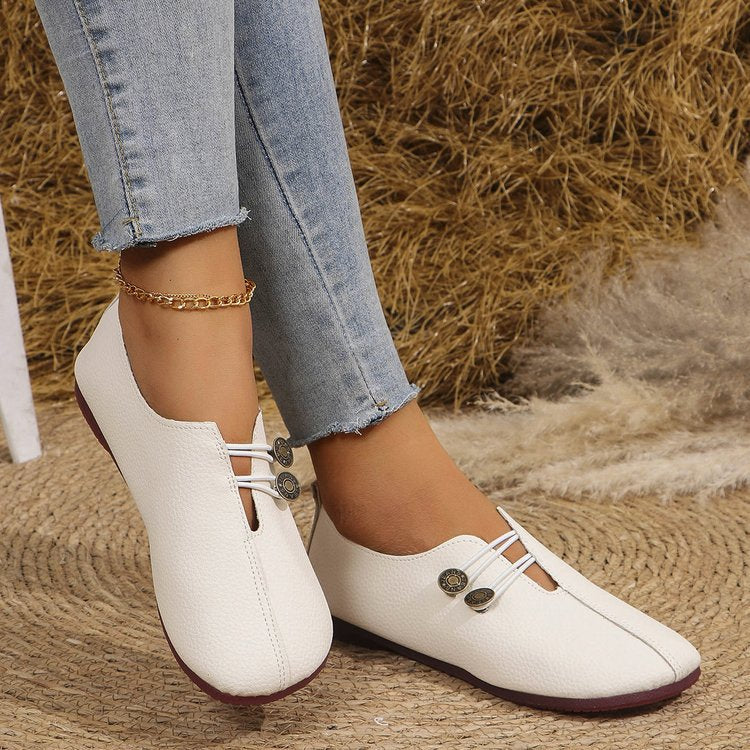 Bailarinas clásicas con tira de botón, cómodas y sin cordones