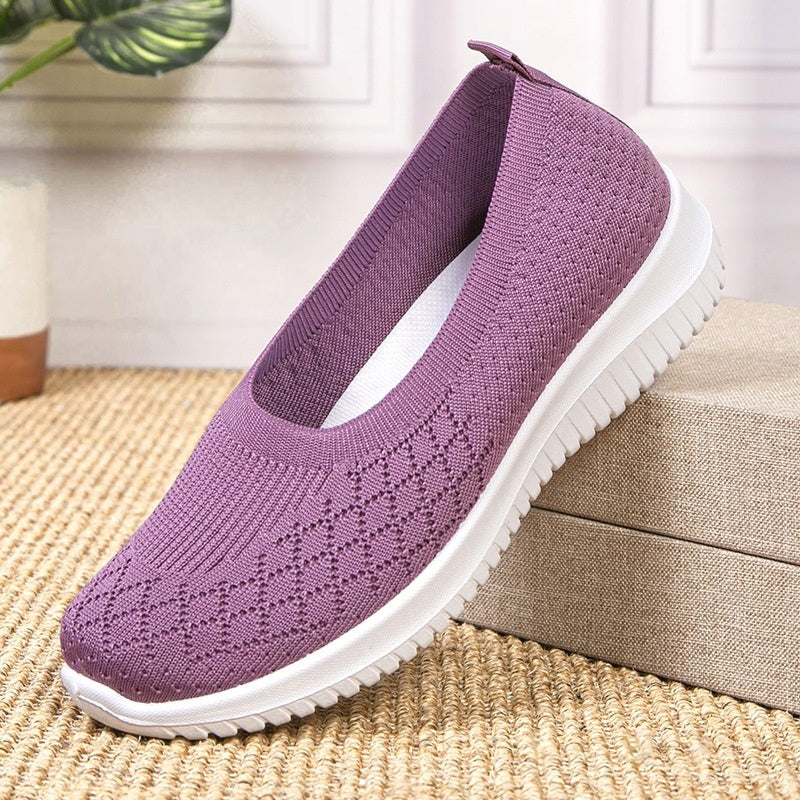 Zapatillas de punto transpirables sin cordones para caminar