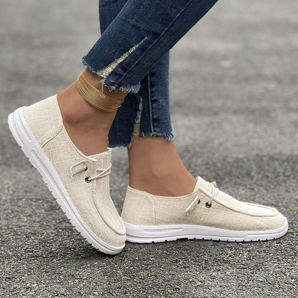 Mocasines de lona sin cordones con plataforma, cómodos