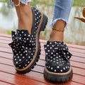 Mocasines con plataforma, lazo y lunares, suela gruesa