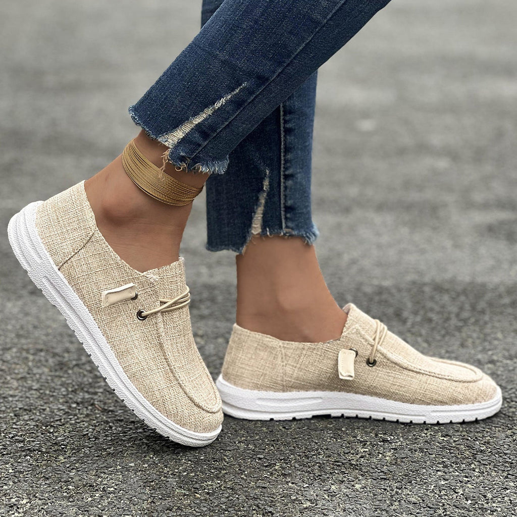 Mocasines de lona sin cordones con plataforma, cómodos