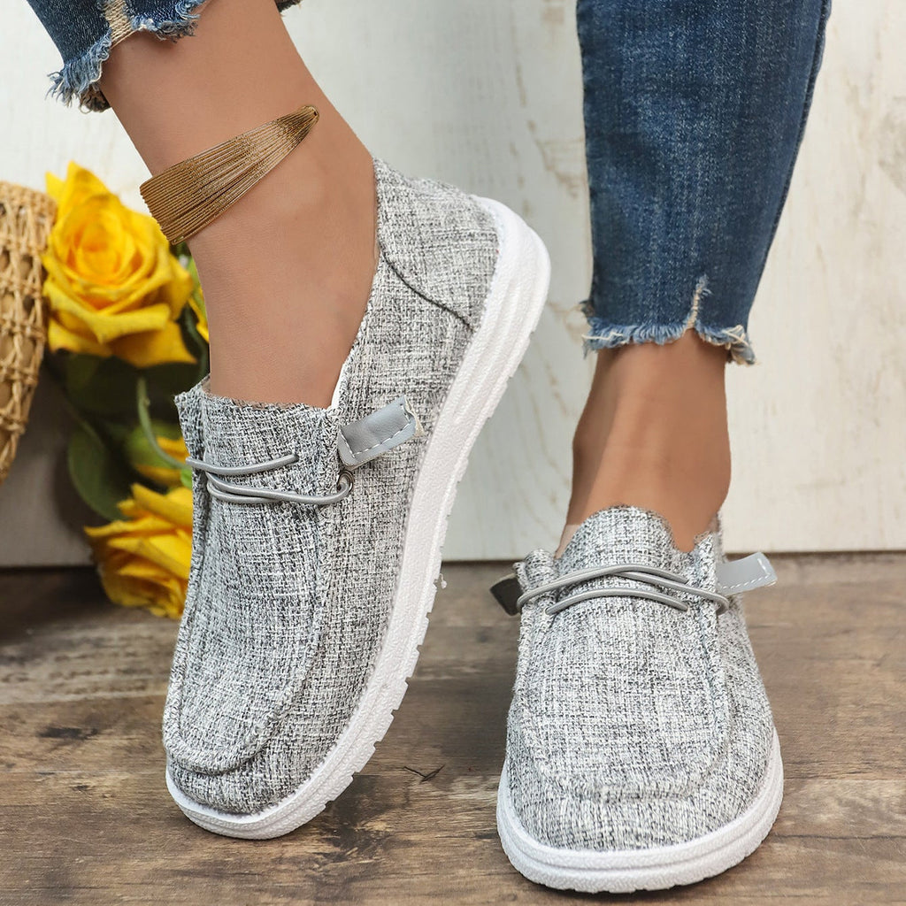 Mocasines de lona sin cordones con plataforma, cómodos