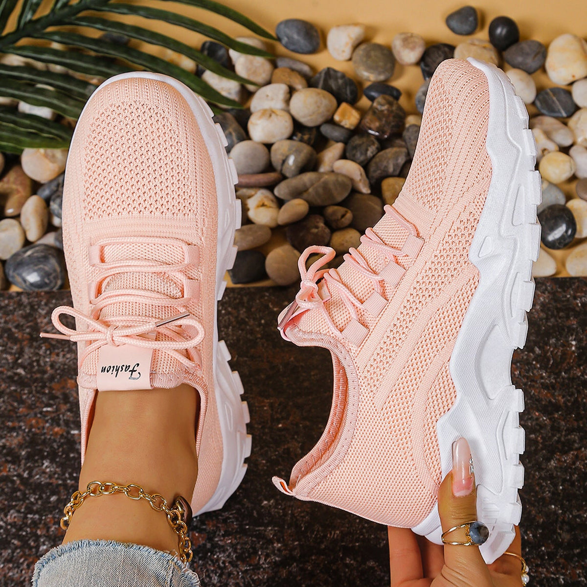 Zapatillas chunky de punto ligeras y transpirables