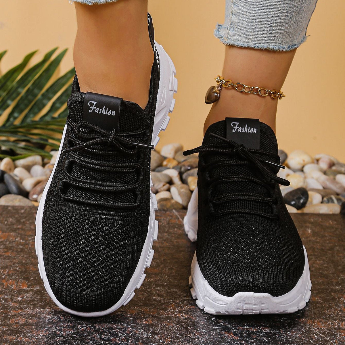 Zapatillas chunky de punto ligeras y transpirables