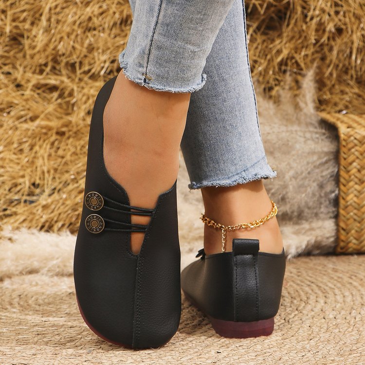 Bailarinas clásicas con tira de botón, cómodas y sin cordones