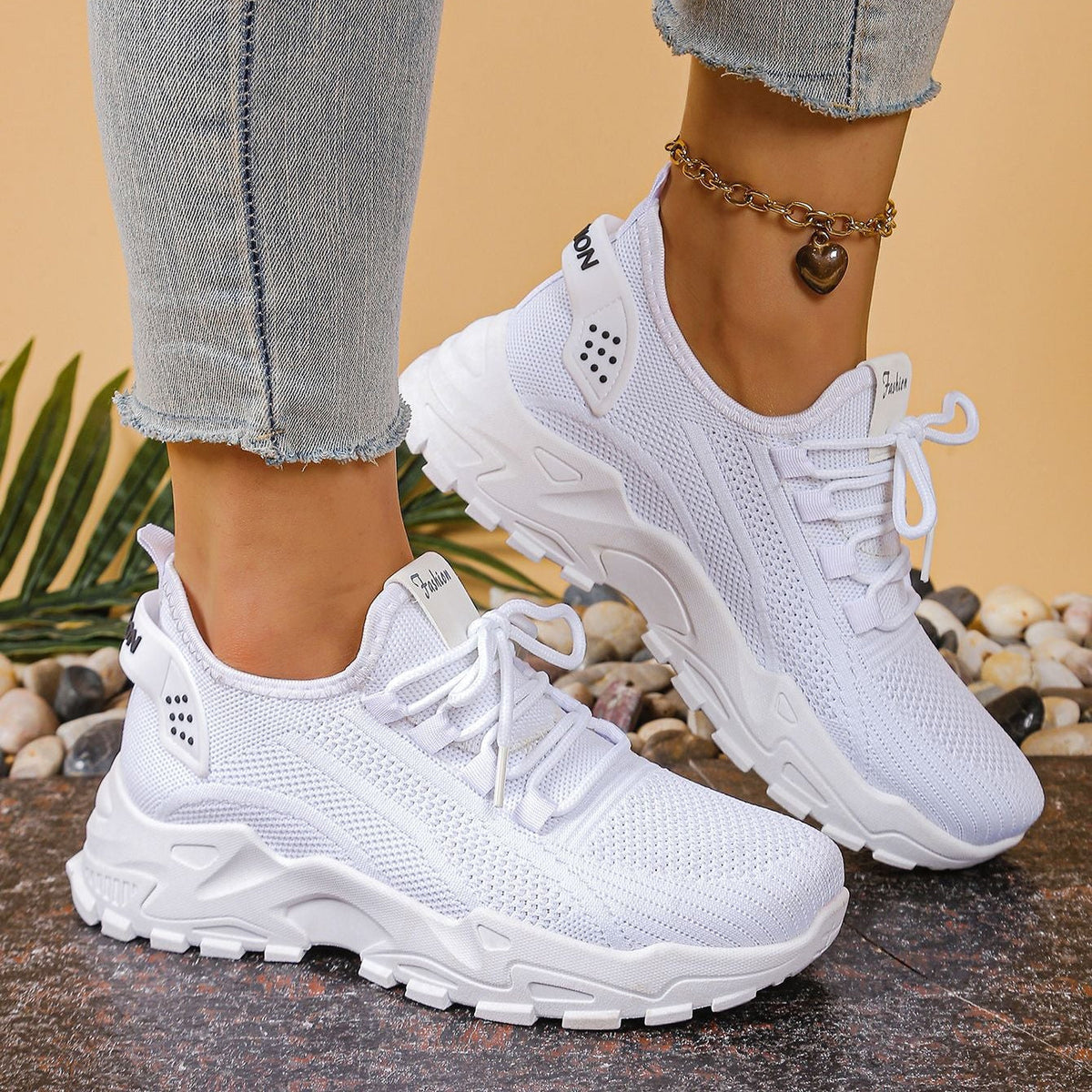 Zapatillas chunky de punto ligeras y transpirables