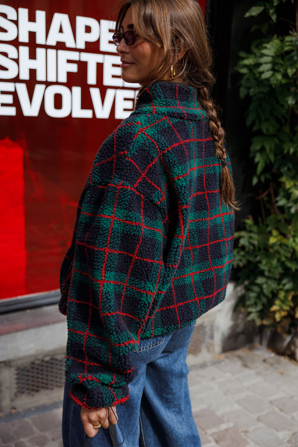 Forro polar Tinou - cuadros verde y rojo