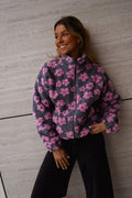 Forro polar Tomas - gris con flores rosas