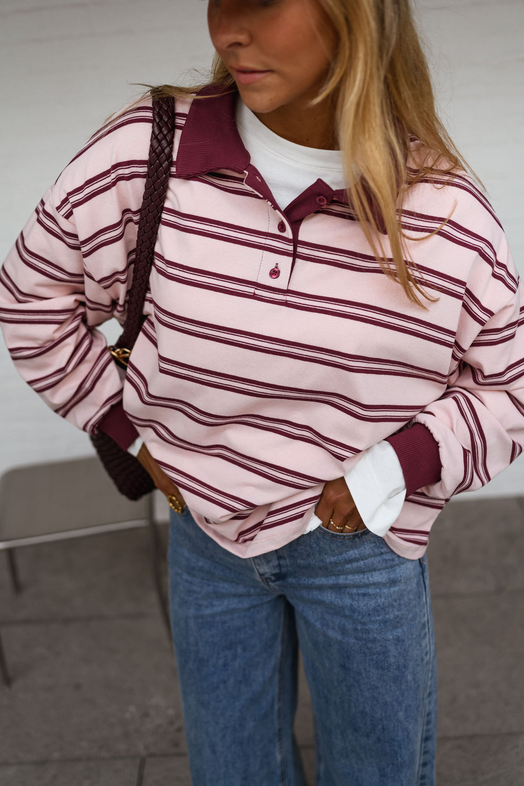 Polo Amilia rosa y burdeos