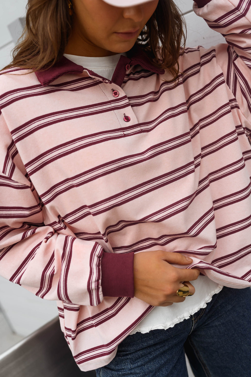 Polo Amilia rosa y burdeos