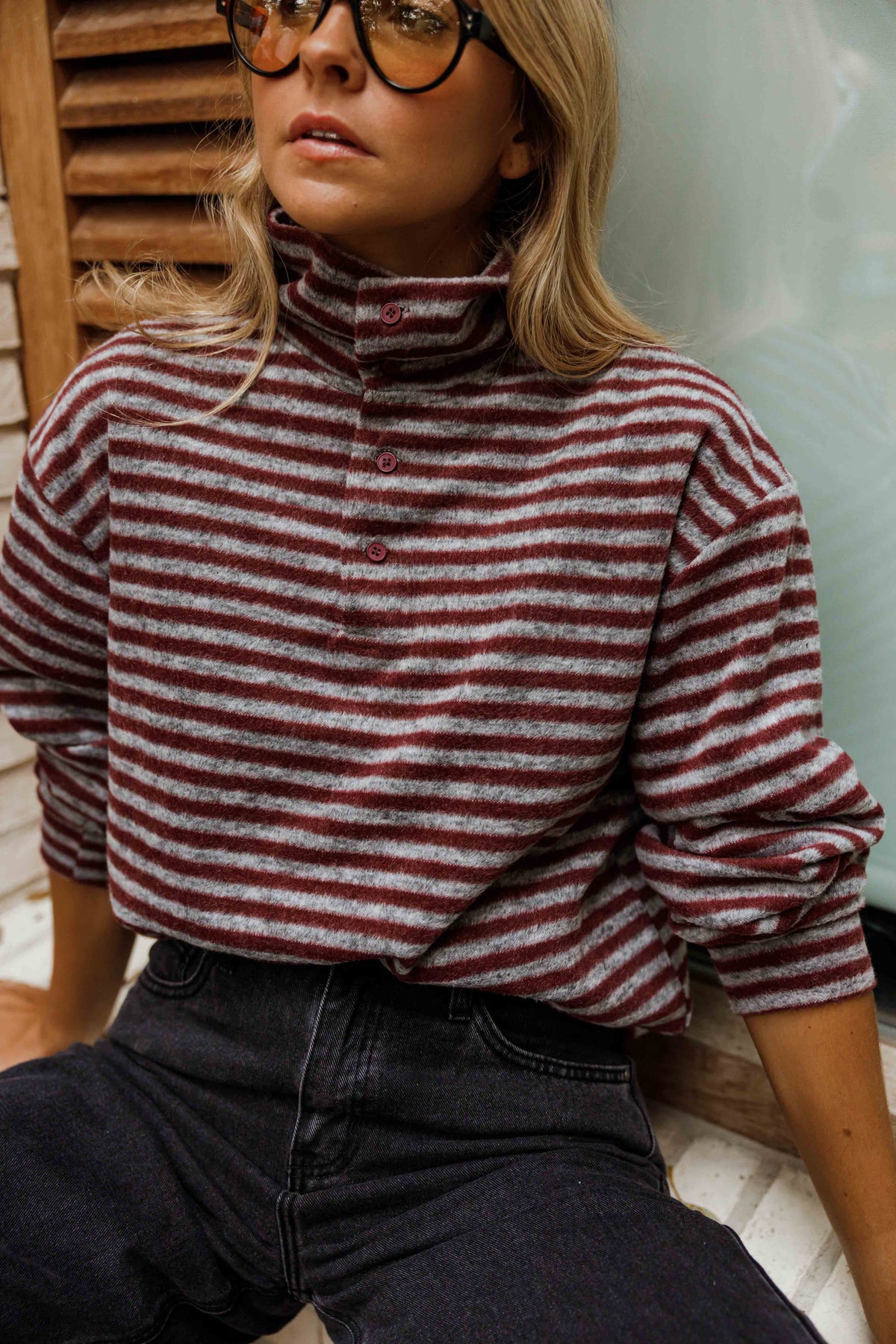 Jersey Batista gris y burdeos