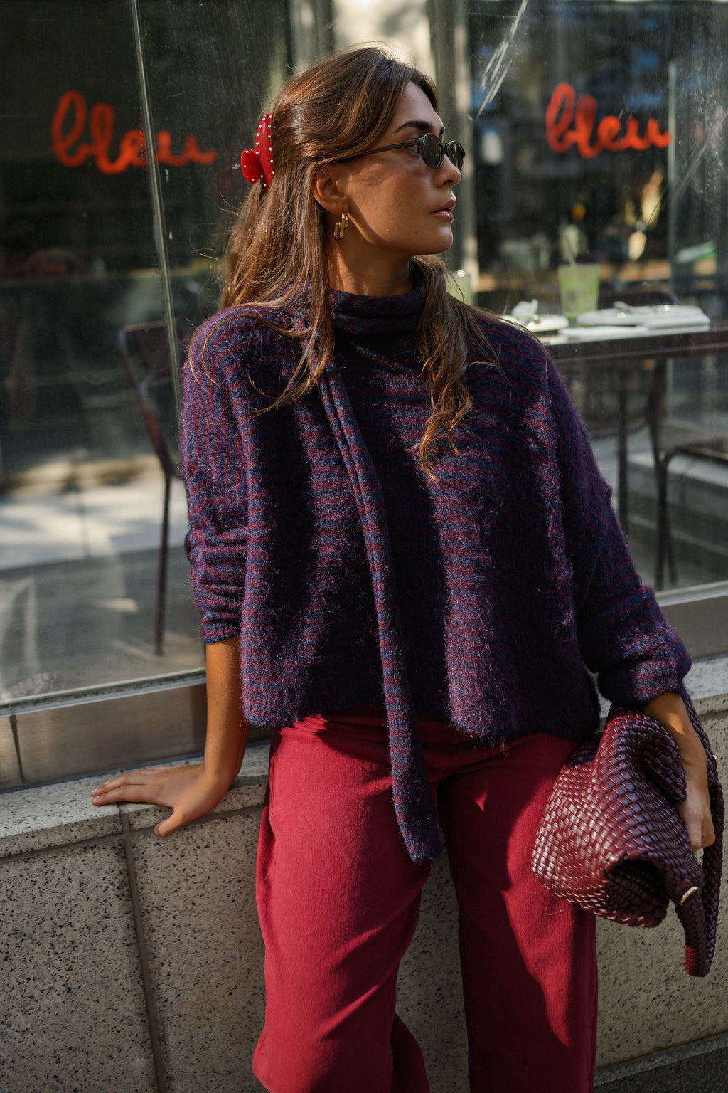 Jersey Cecilia azul y burdeos