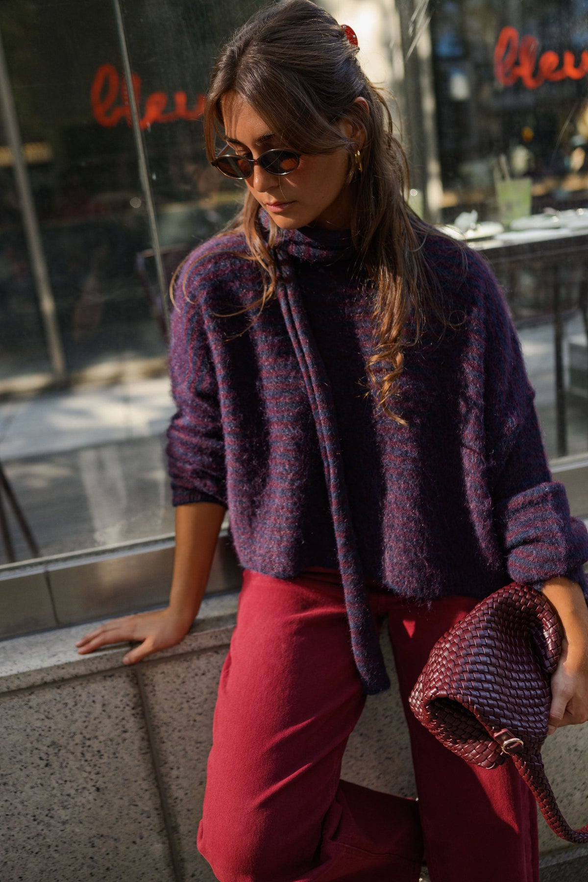 Jersey Cecilia azul y burdeos