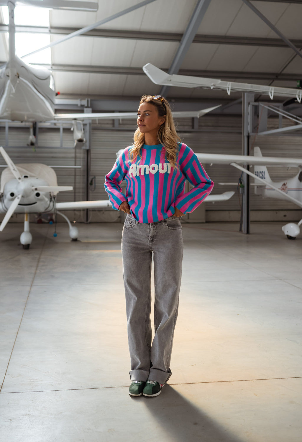 Jersey Danaé rosa y azul