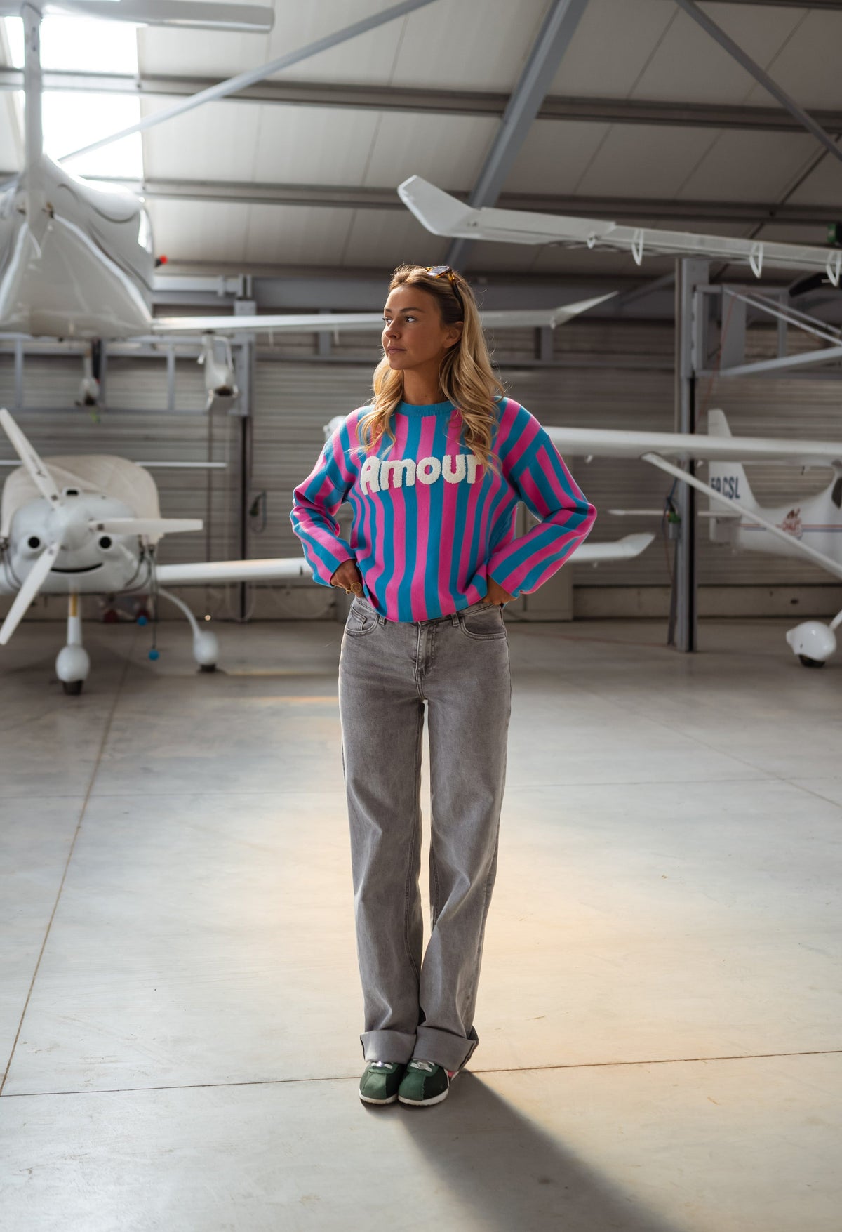 Jersey Danaé rosa y azul