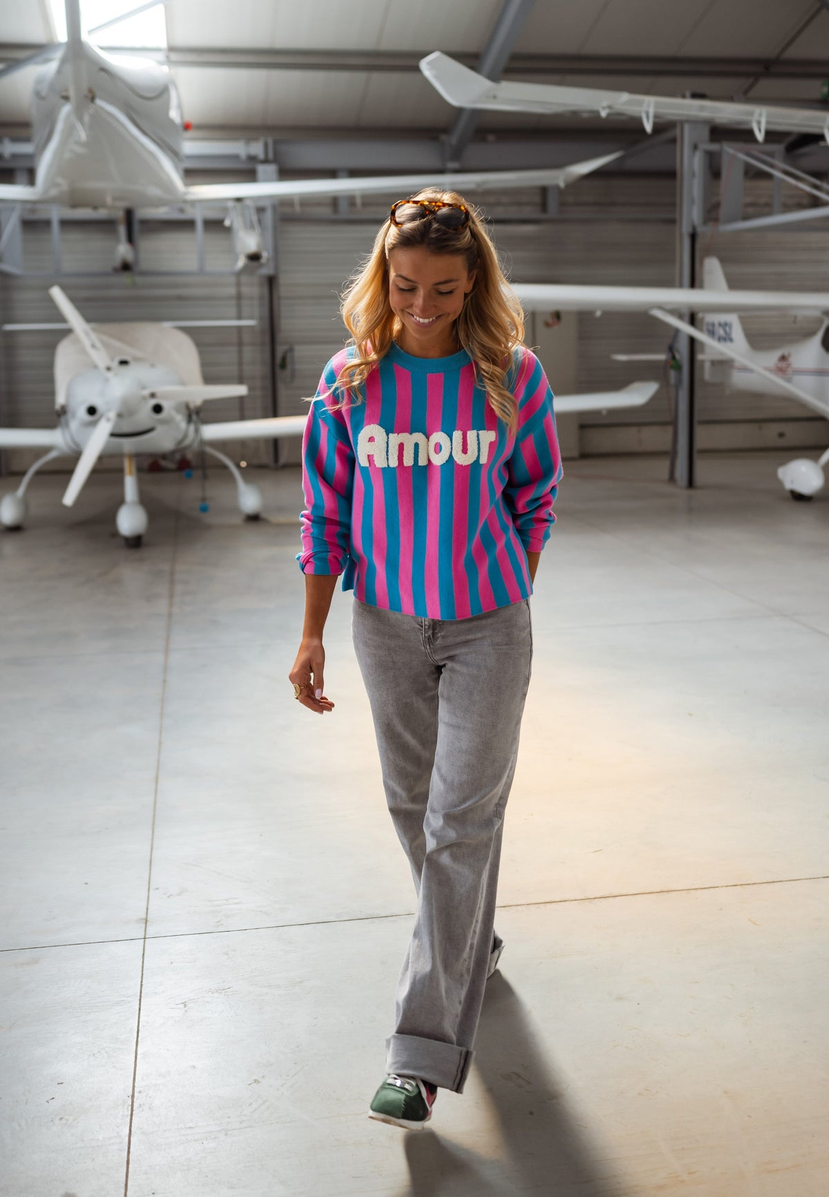 Jersey Danaé rosa y azul