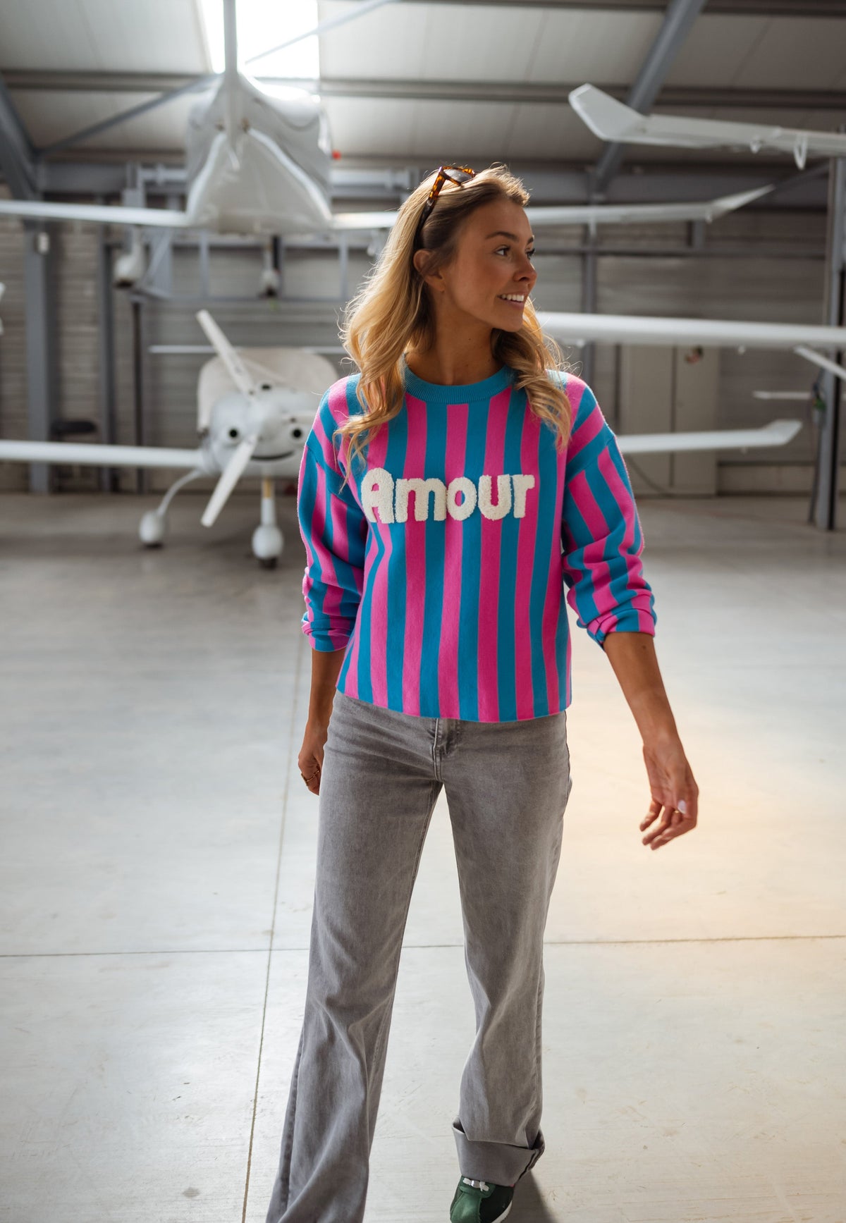 Jersey Danaé rosa y azul