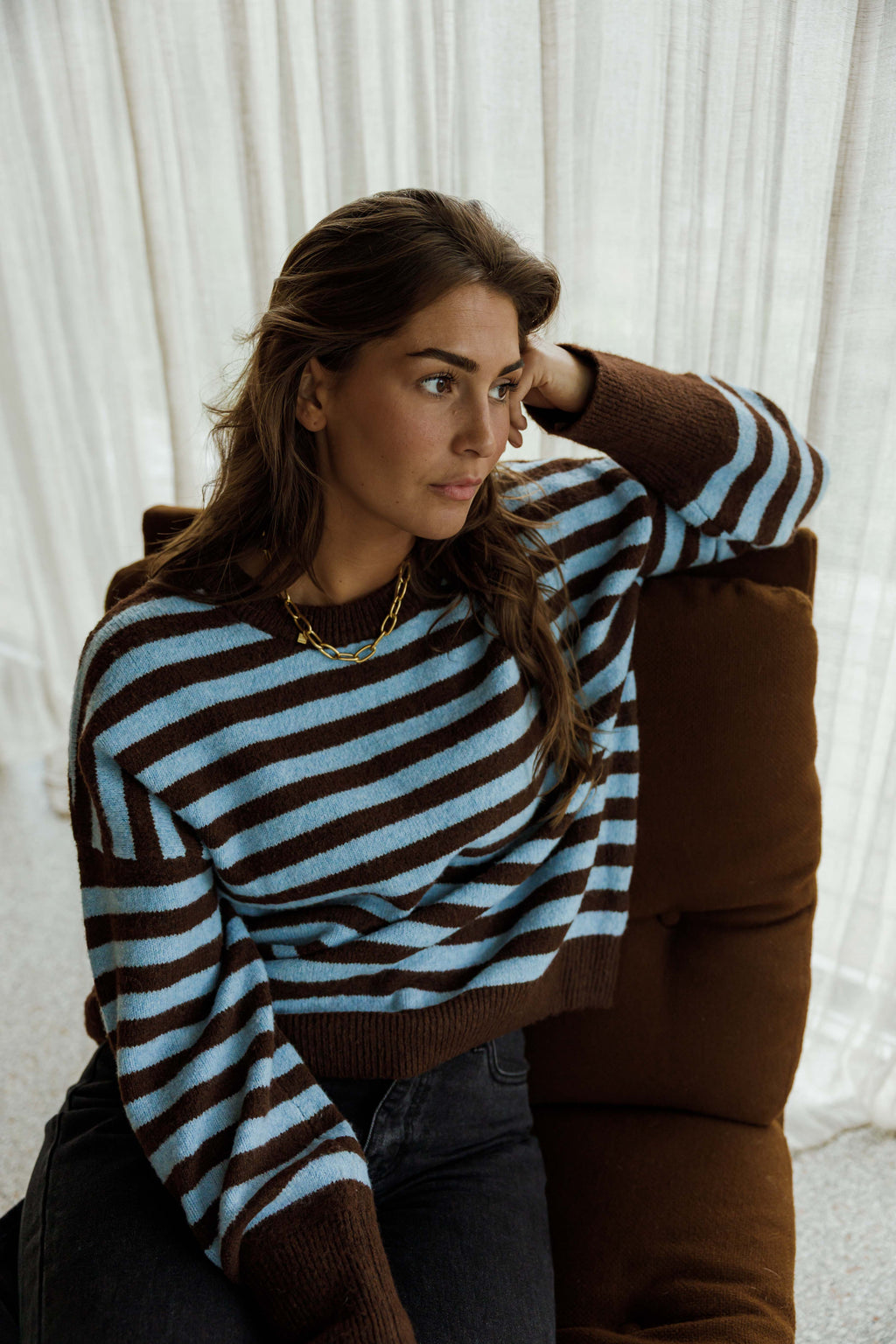 Jersey Emilie marrón y azul