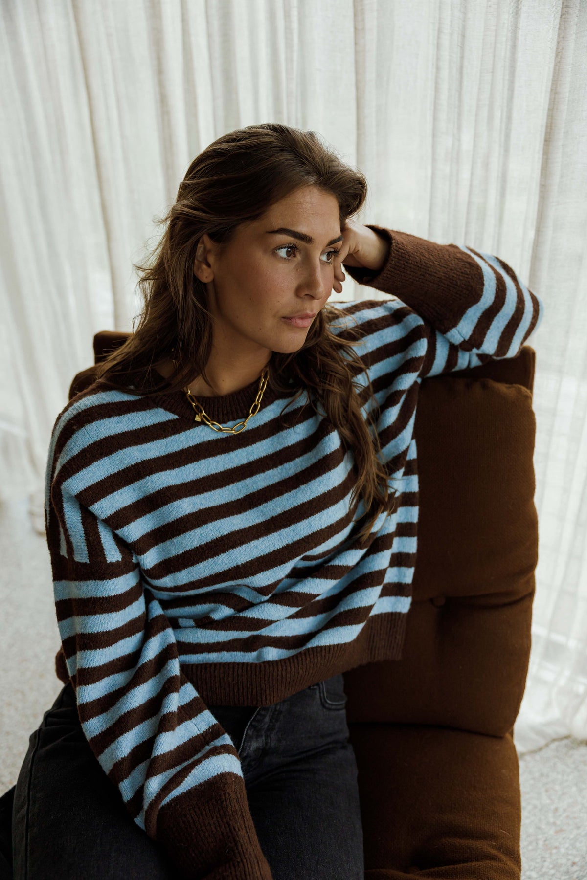 Jersey Emilie marrón y azul
