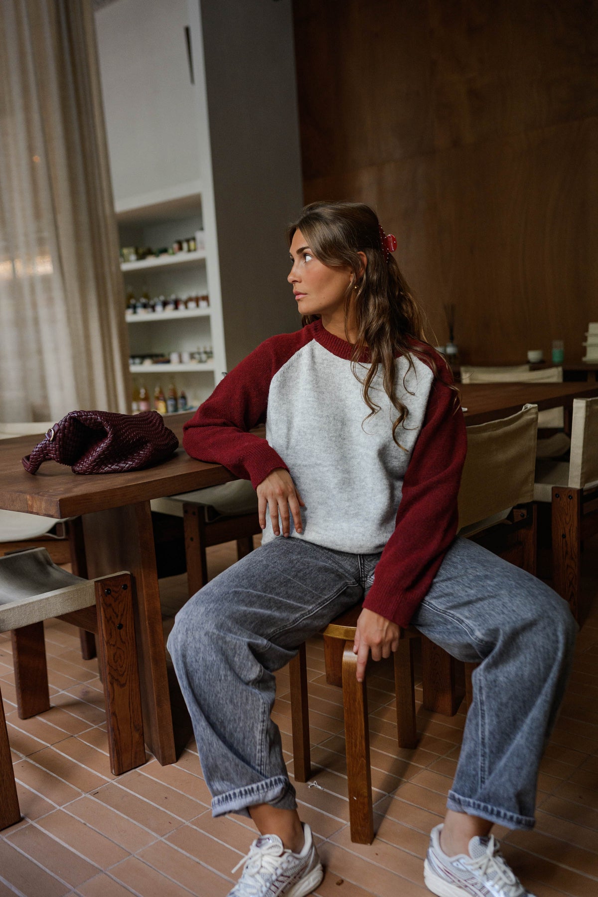 Jersey Lenah gris y burdeos
