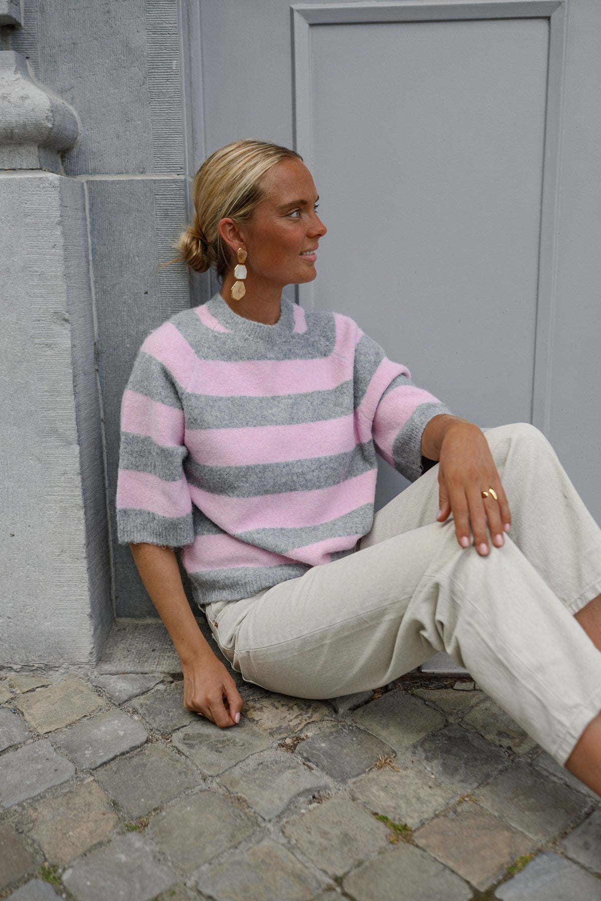 Jersey Maelys rosa y gris