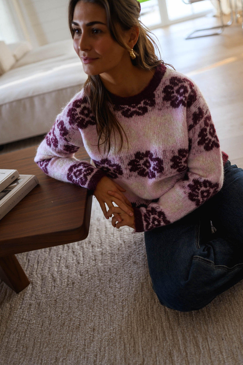 Jersey Nesta rosa y burdeos