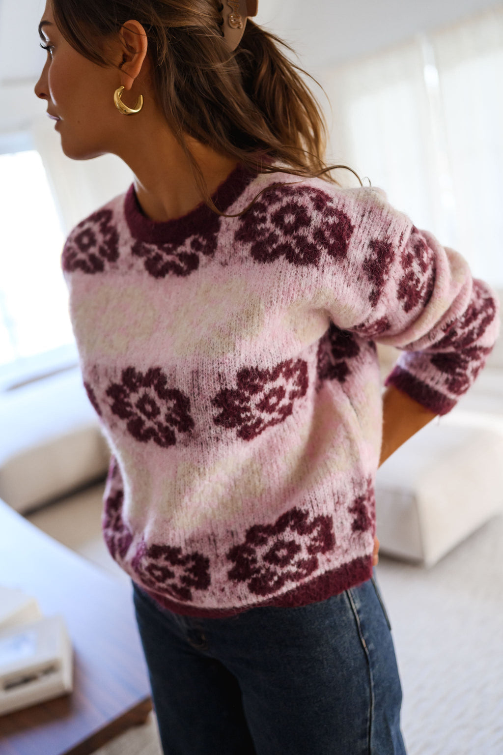 Jersey Nesta rosa y burdeos