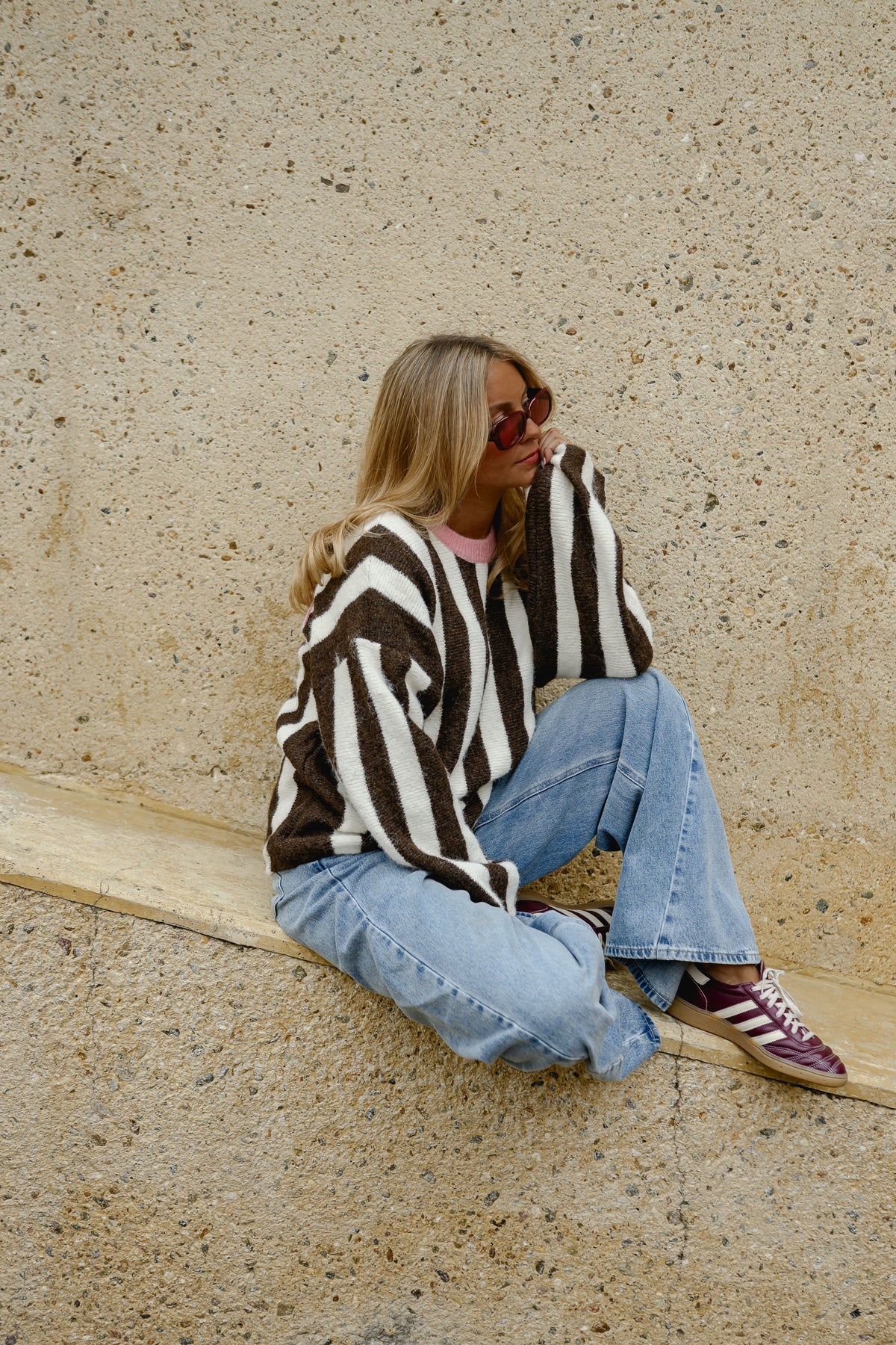 Jersey Self Love marrón de rayas